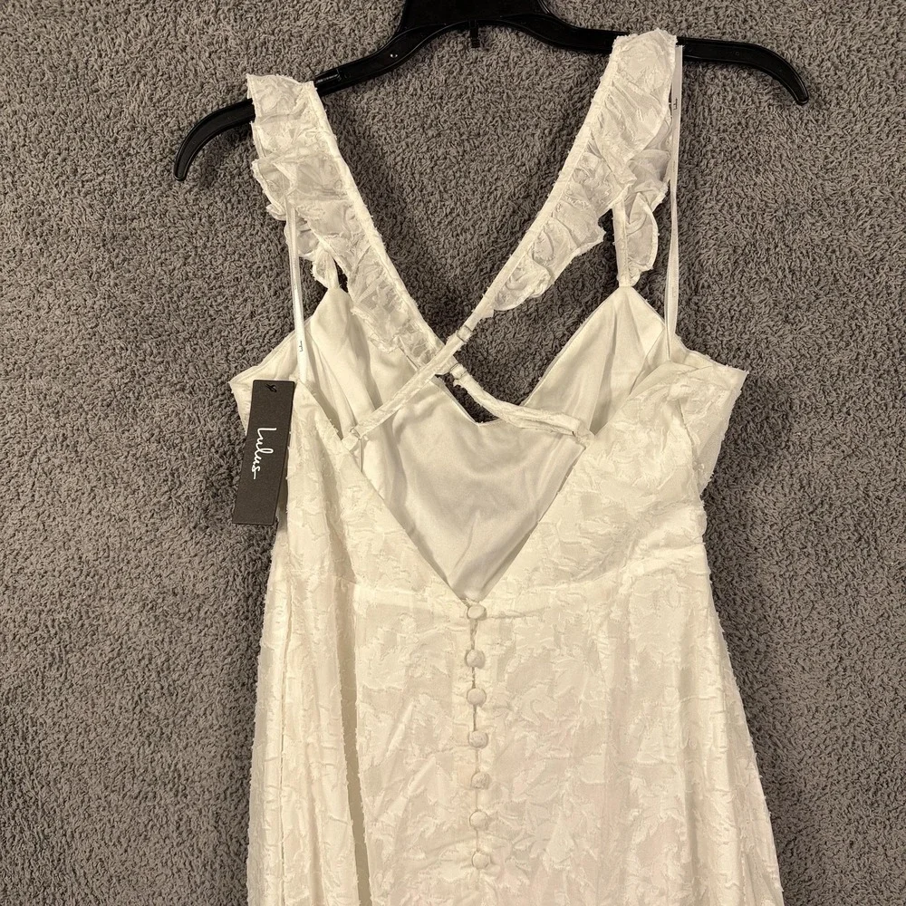 Lulus Dress‎ Womens Medium White Lace Ruffle Backyard Courthouse Beach Wedding